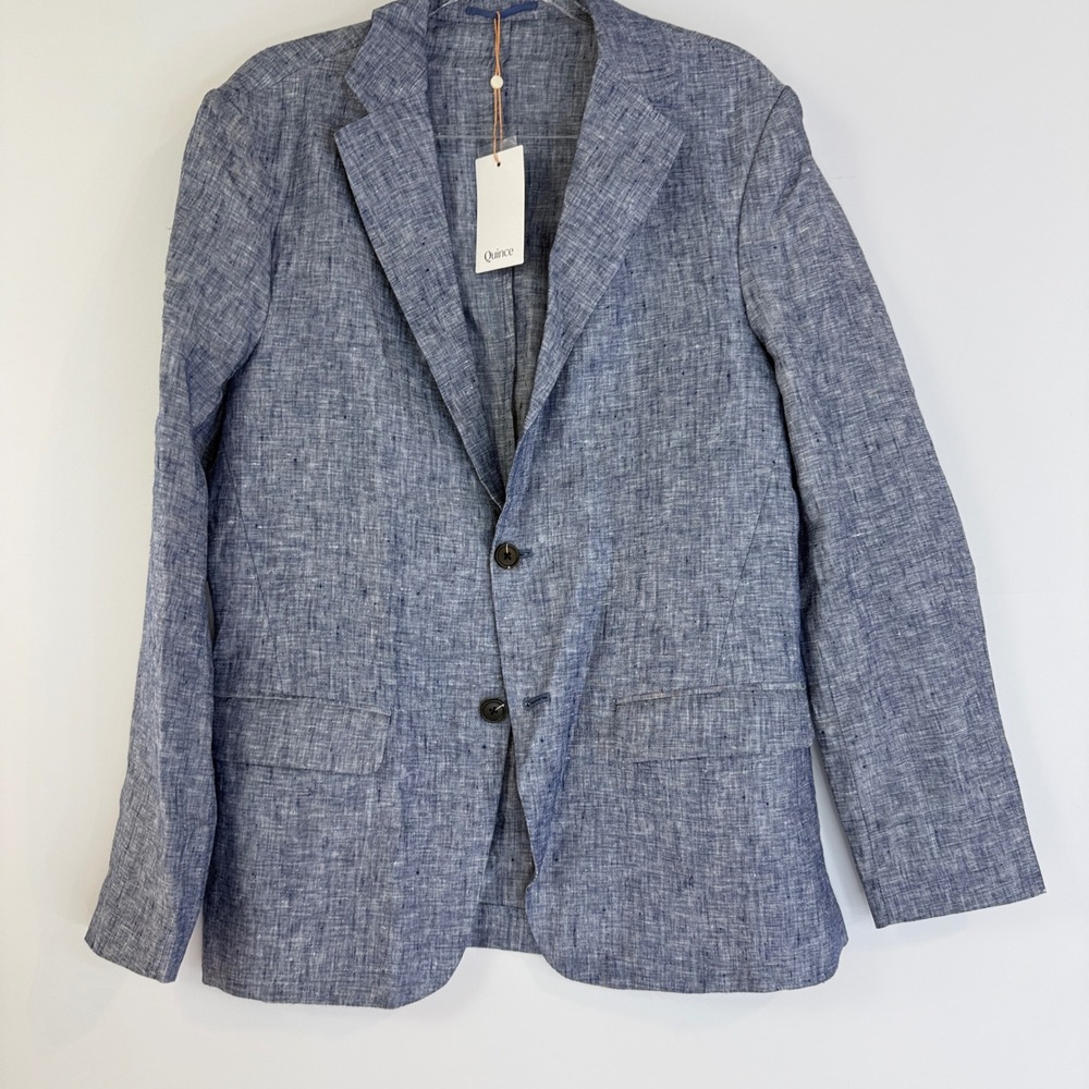 Quince European Linen Blazer Mens M Chambray Blue 100% Linen Sport Coat 13369
